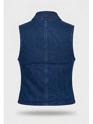 Blusa Mujer Denim Cierre Azul