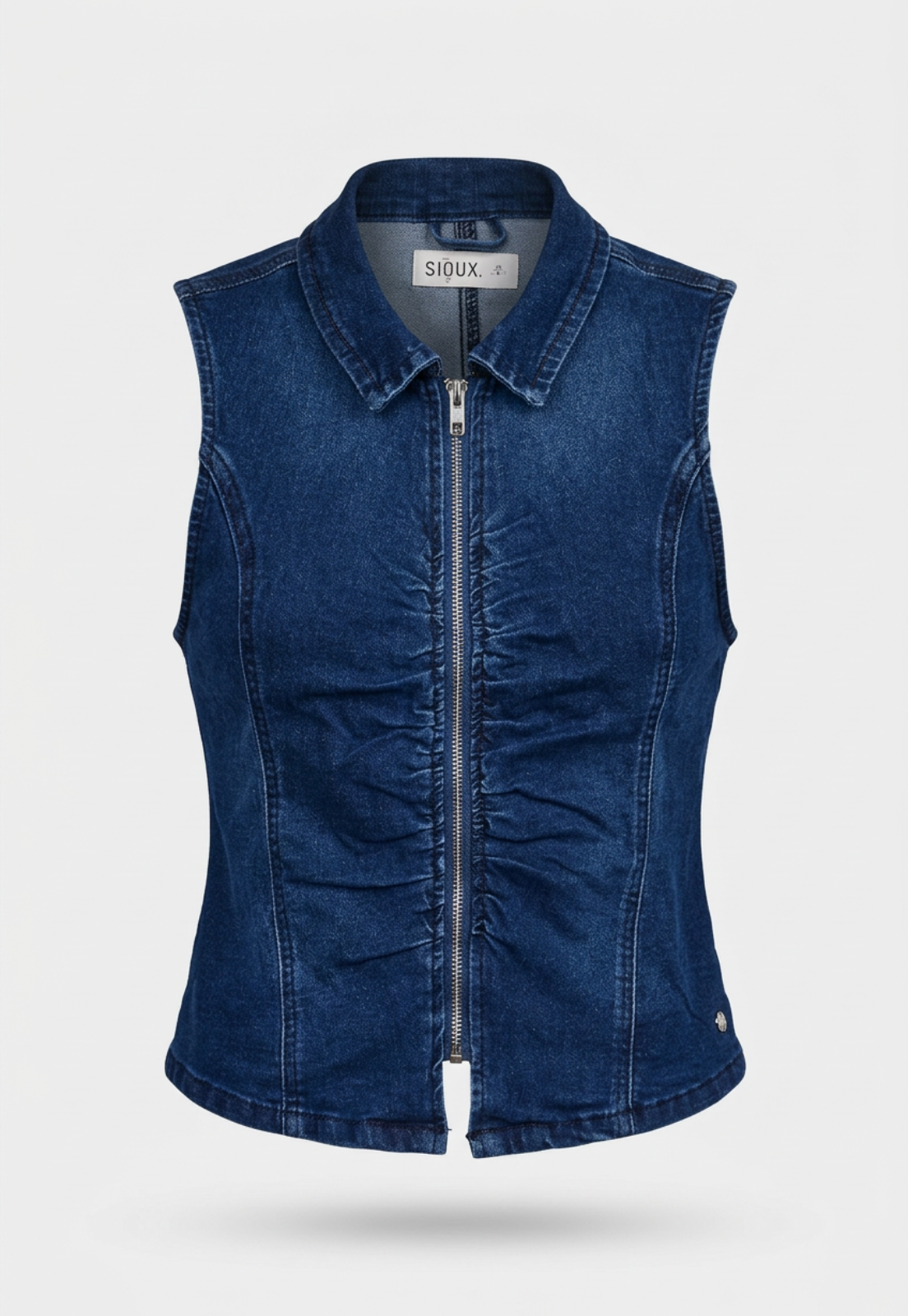 Blusa Mujer Denim Cierre Azul 1