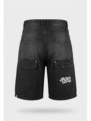 Bermuda Hombre Skater Bordado Negro