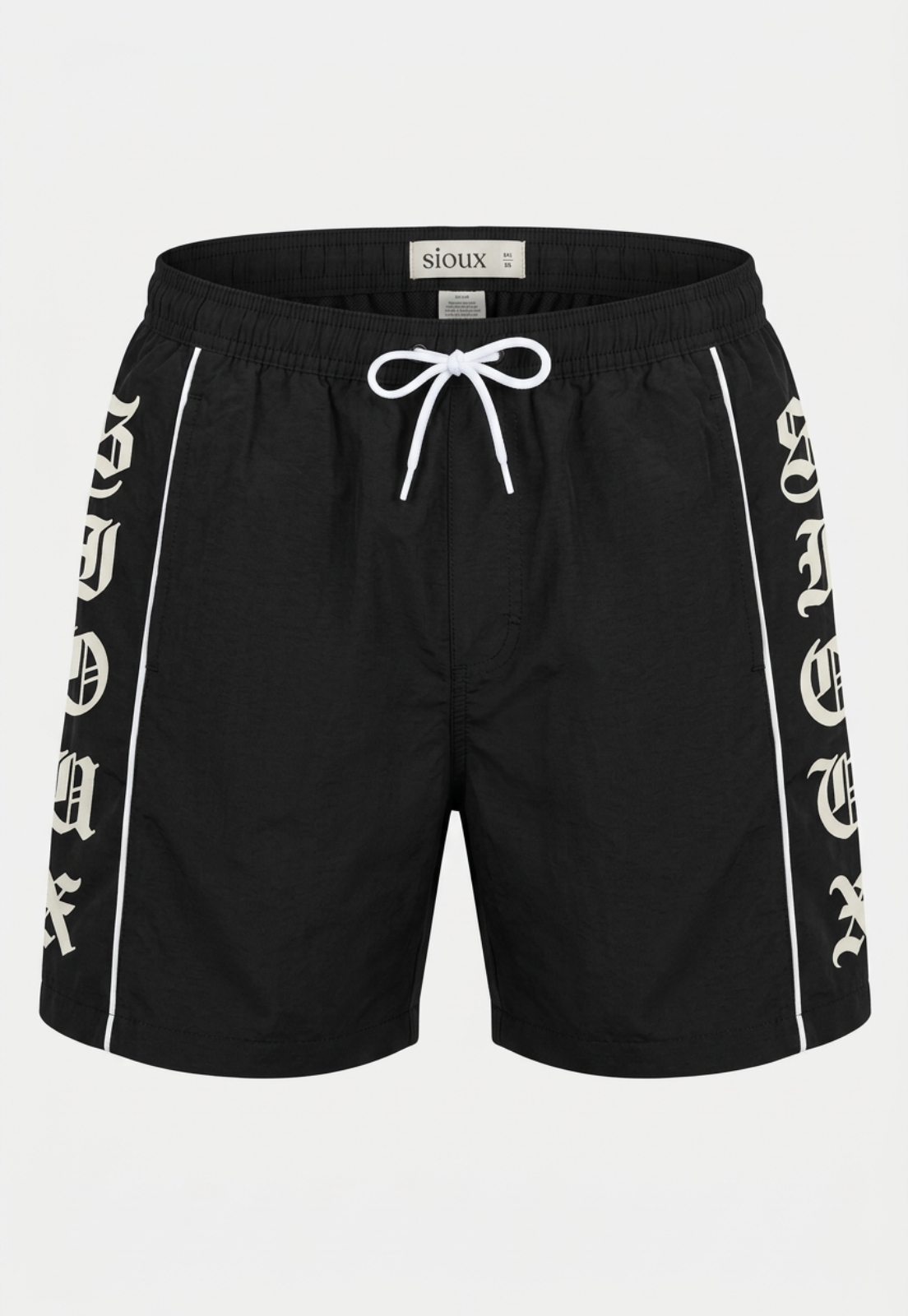 Traje De Baño Hombre Print Costado Piping Negro 1