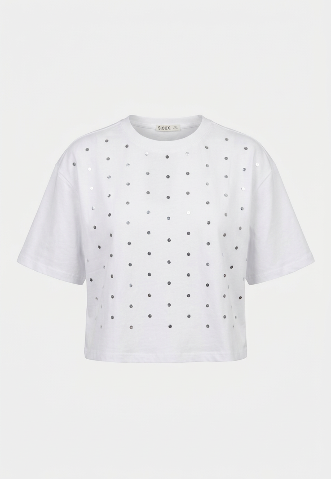 Polera Mujer Boxy Fit Tachas Blanco 1
