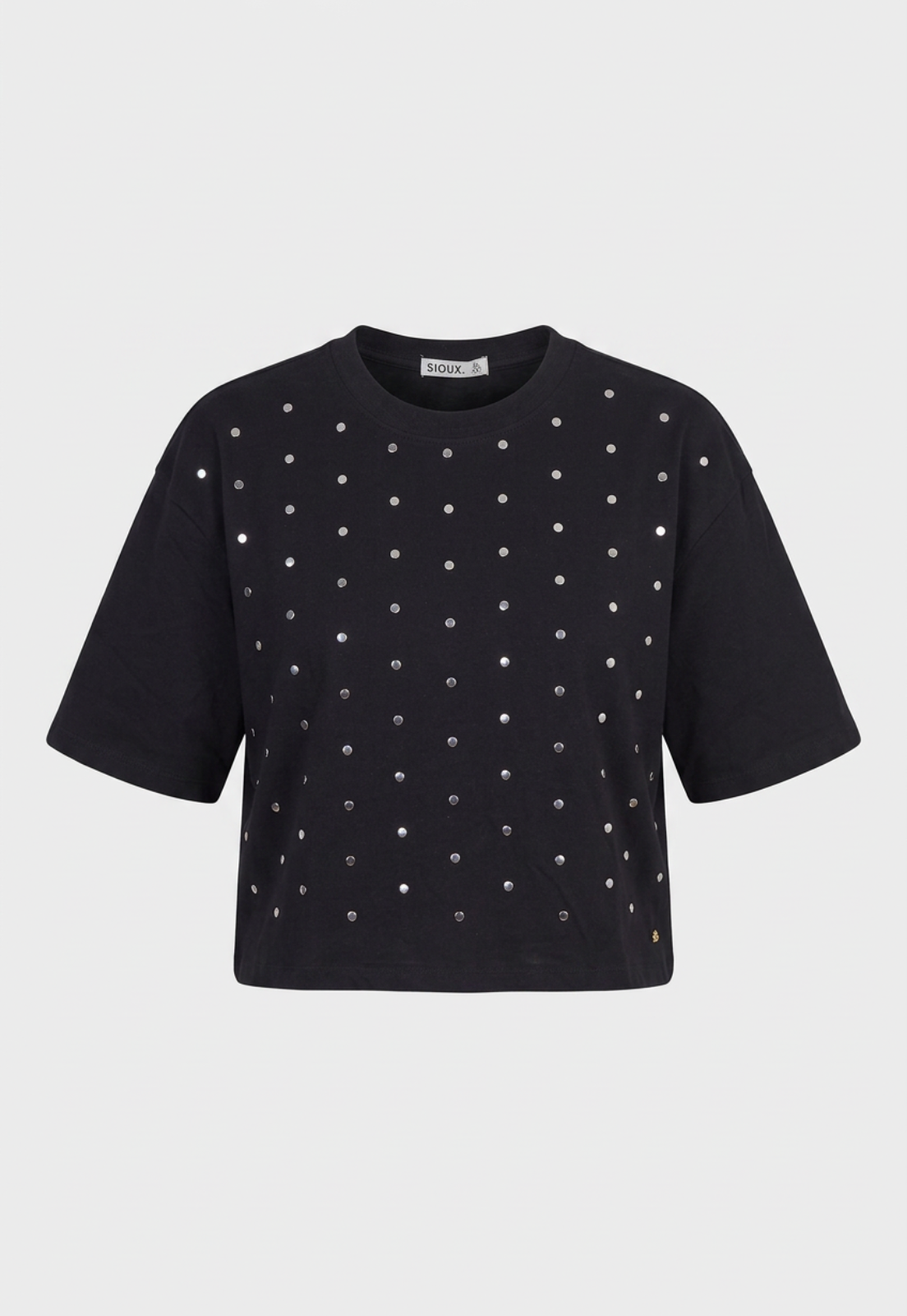 Polera Mujer Boxy Fit Tachas Negro 1