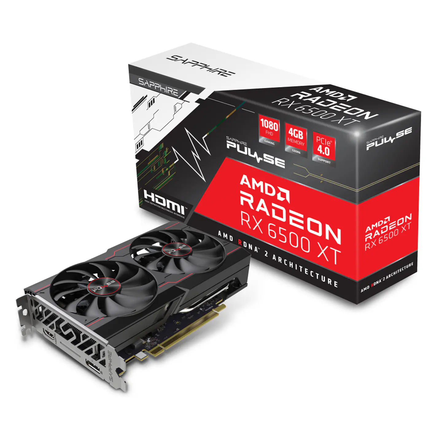 Tarjeta gráfica Sapphire PULSE AMD Radeon RX 6500 XT, 4 GB, GDDR6, PCI Express 4 1