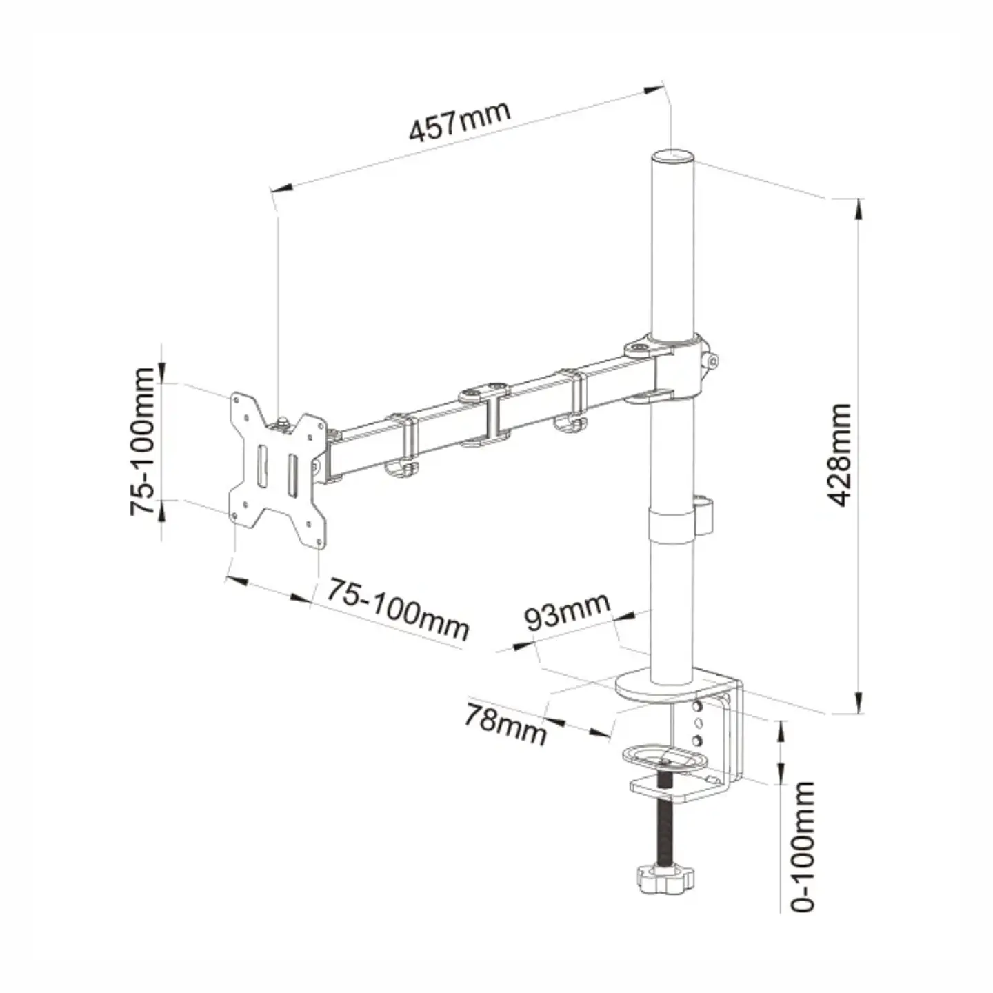 Soporte Monitor Brazo articulado, anclaje escritorio, 13