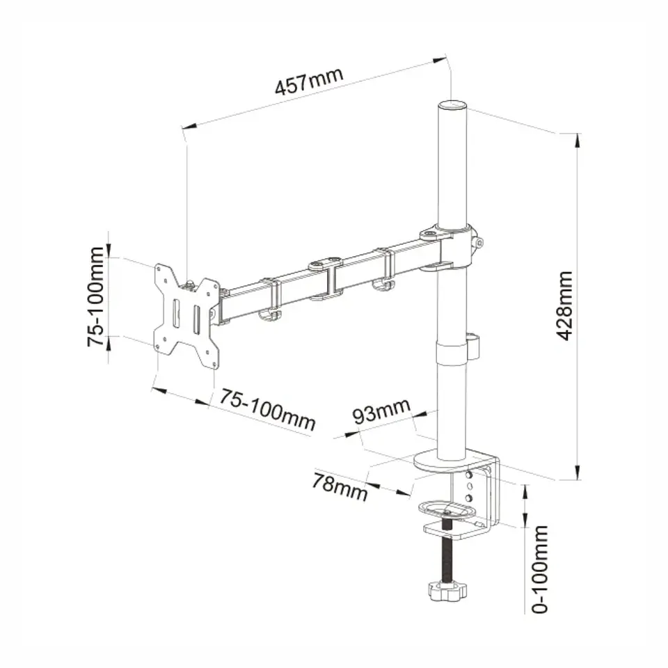 Soporte Monitor Brazo articulado, anclaje escritorio, 13