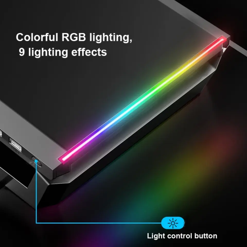 Soporte Base Organizador RGB para Monitor, notebook, incluye 4 puertos USB 3.0 5