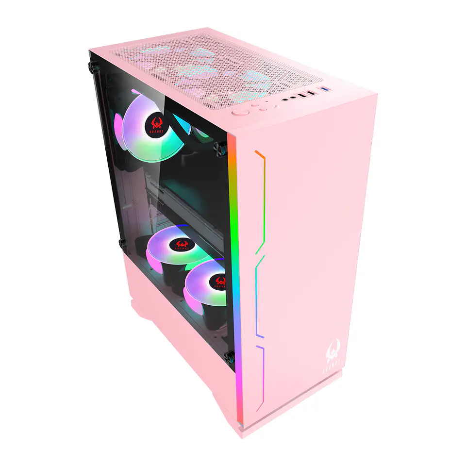 Gabinete Kronos Armor Pink, ATX, Vidrio Templado, USB 3.0 2