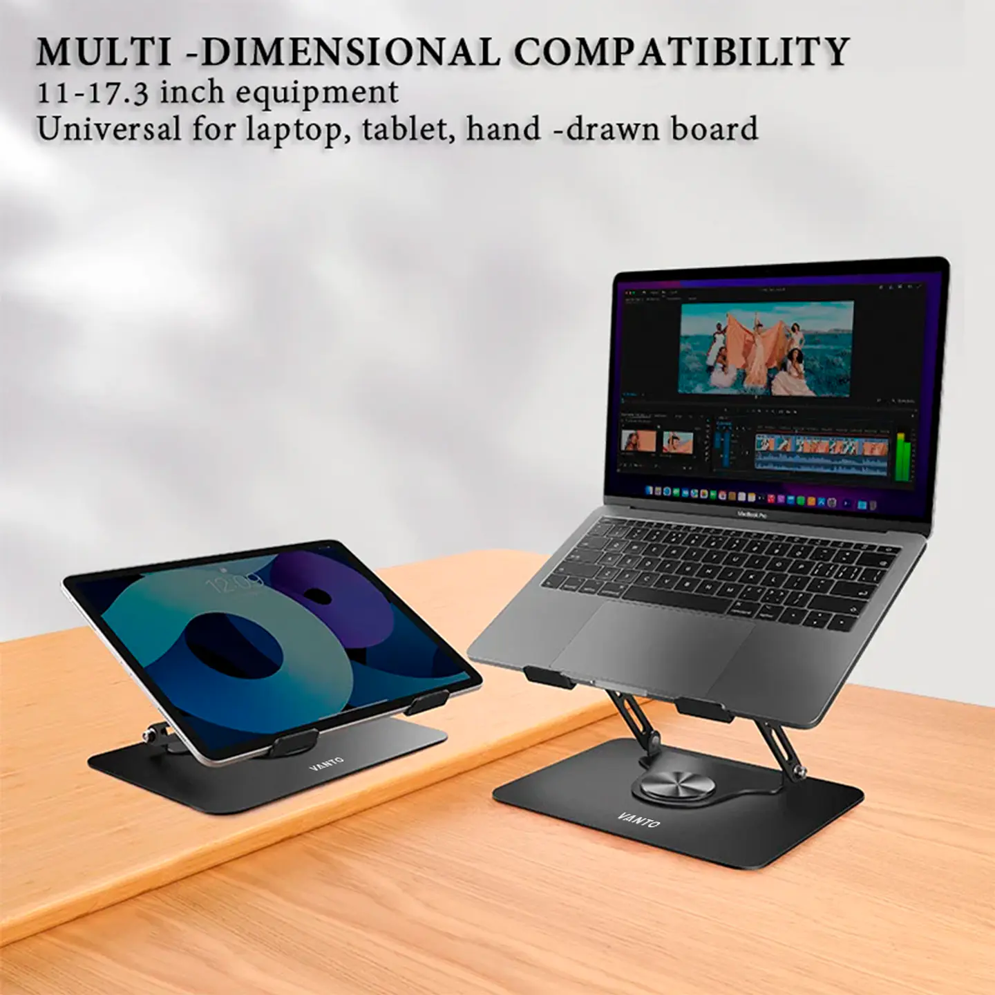 Soporte Base Acero Para Notebook Macbook Ipad Giro 360 Vanto 2