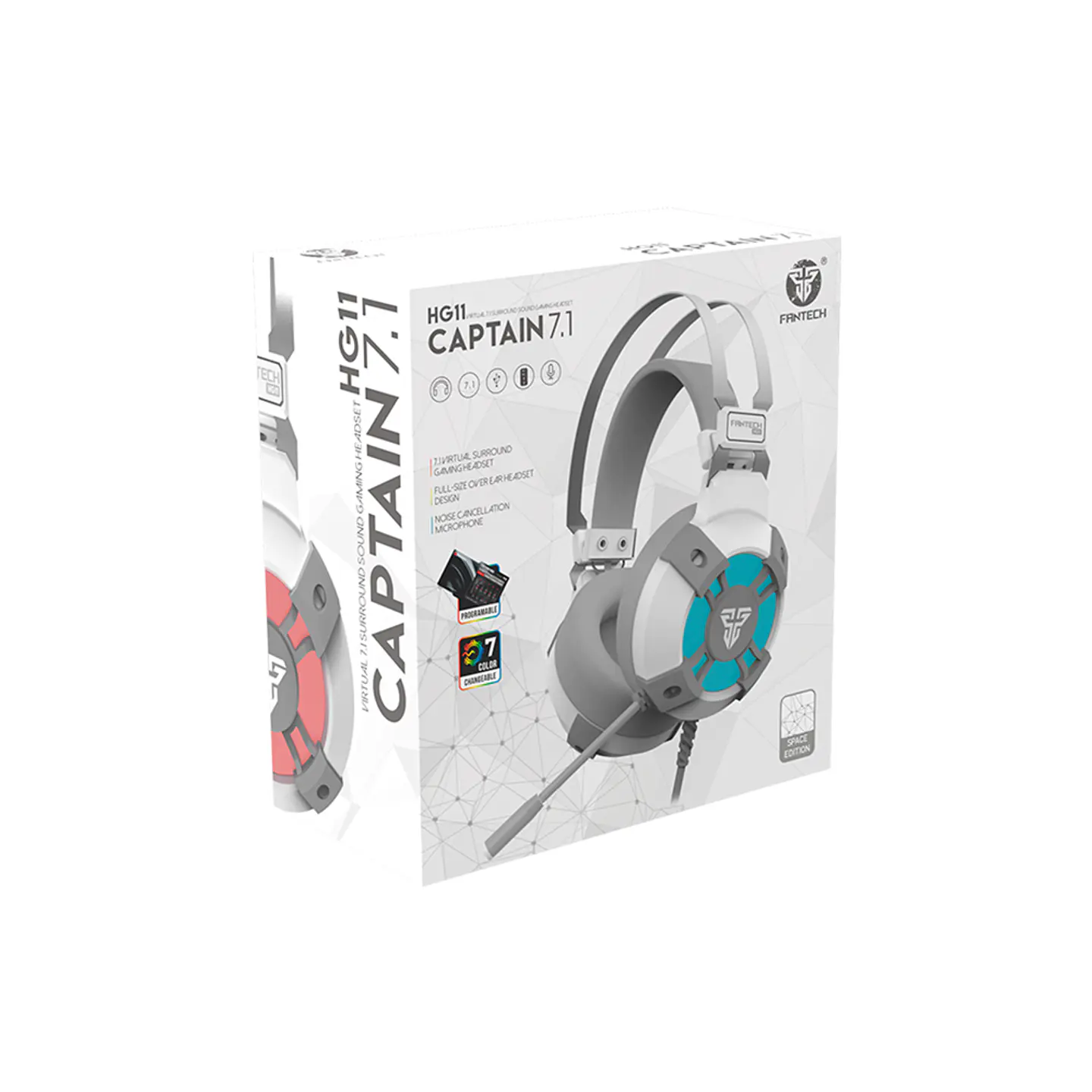 Audífono Gamer Fantech HG11 Captain 7.1 Gaming RGB, Space Ed 9