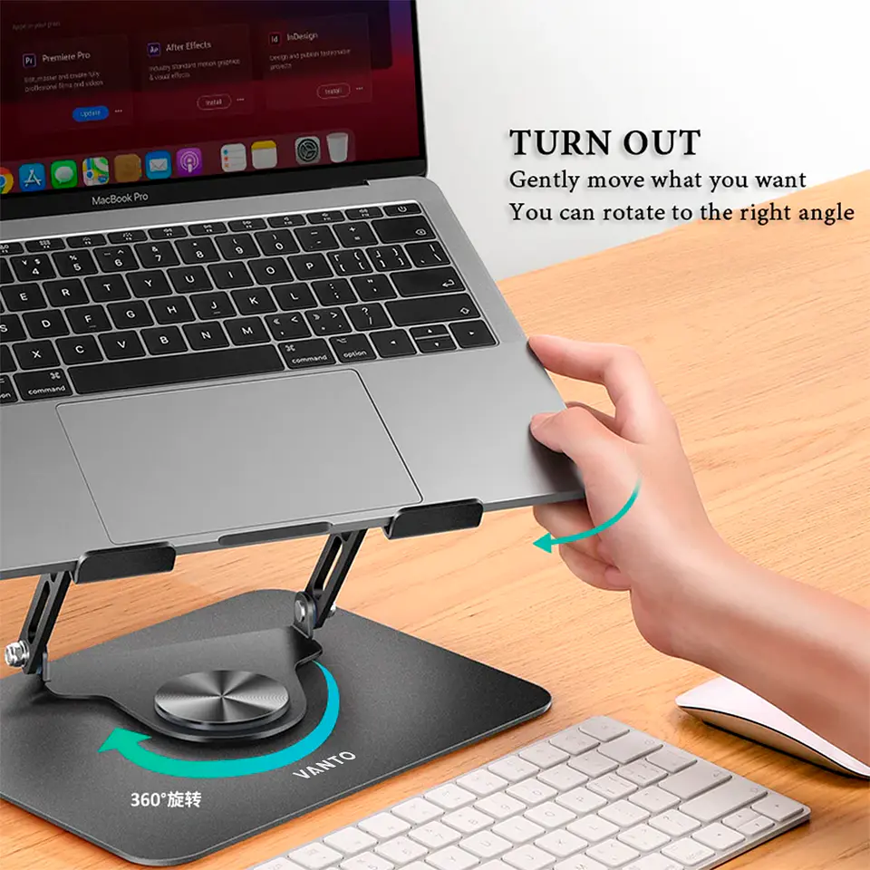 Soporte Base Acero Para Notebook Macbook Ipad Giro 360 Vanto 3