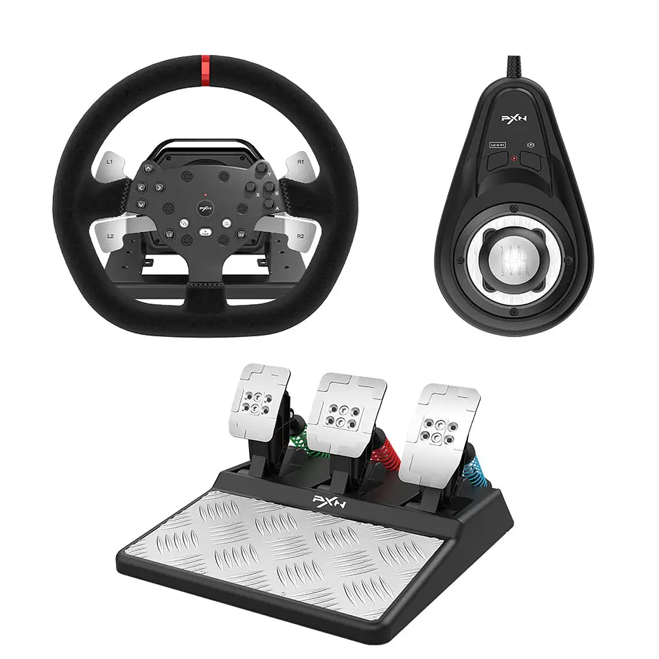 Volante Racing Universal PXN-V10, con Pedales, Incluye Shifter, Force Feedback 4