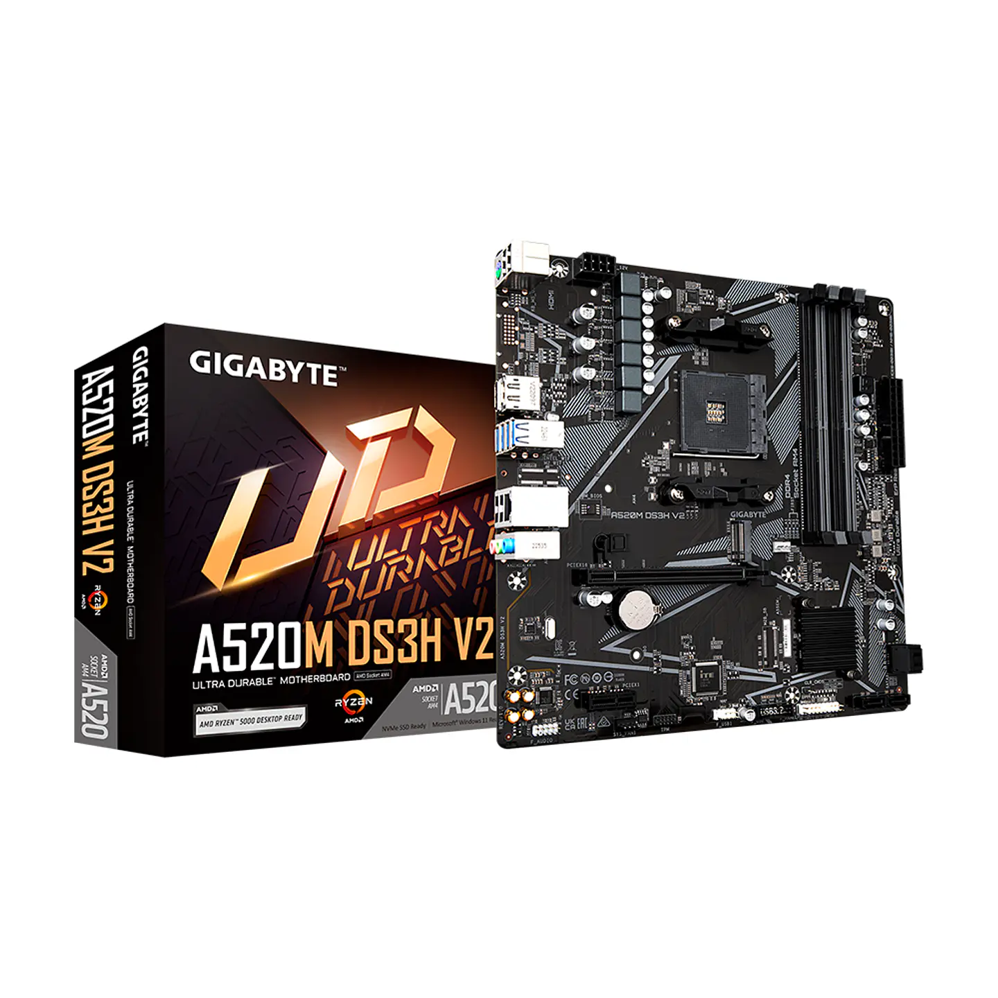 Placa Madre Gigabyte A520M DS3H V2, AM4, DDR4, M.2, MicroATX 1