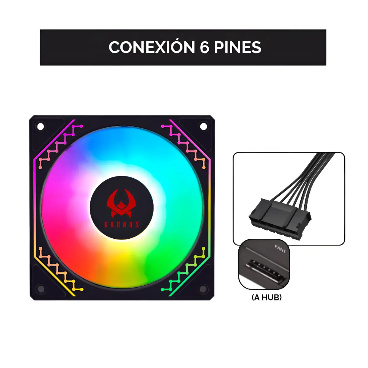 Ventilador de Gabinete Kronos Ventus Black, ARGB, 120mm, conexión 6 pines 7