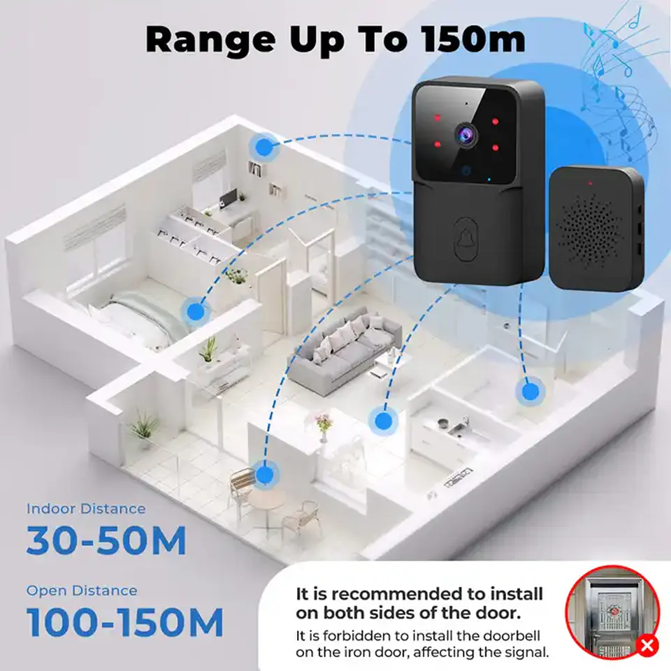 Timbre Exterior Inalámbrico con Cámara Seguridad, Video Wifi 6