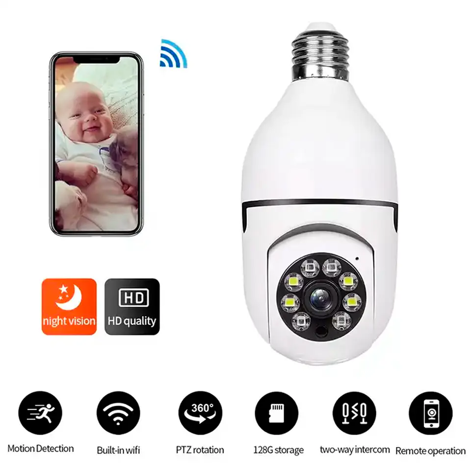 Camara Ip tipo Ampolleta Panorámica Wifi, Visión Nocturna HD 6
