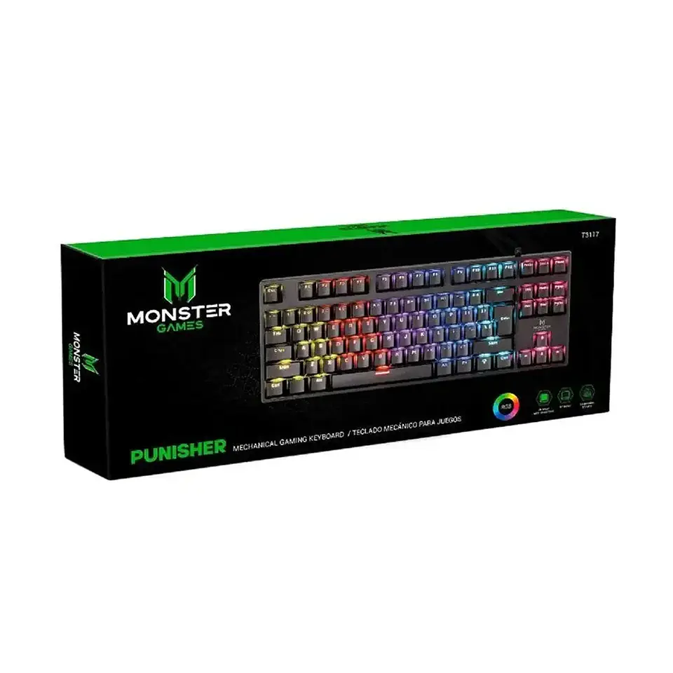 Teclado Gamer Mecánico Monster Punisher, Switch Blue, 60%, RGB 4