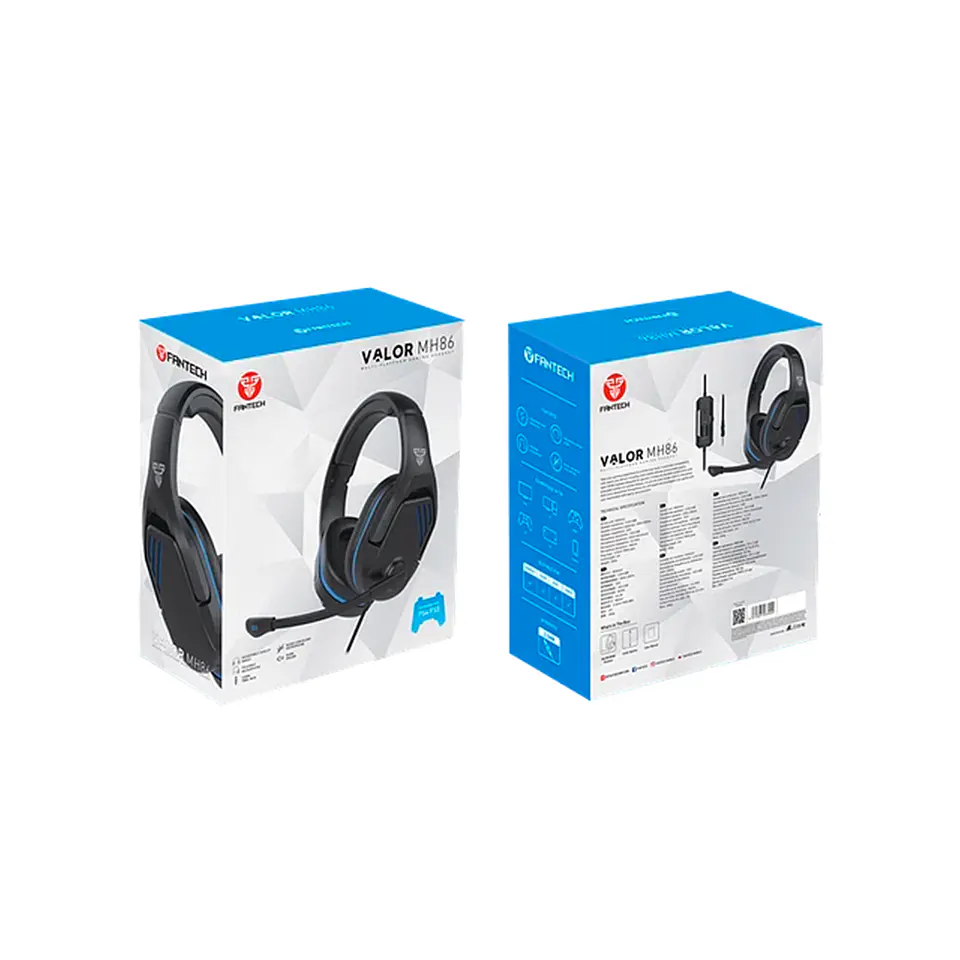 Audífono Gamer Fantech Valor MH86 Blanco conexión jack 3.5m 6