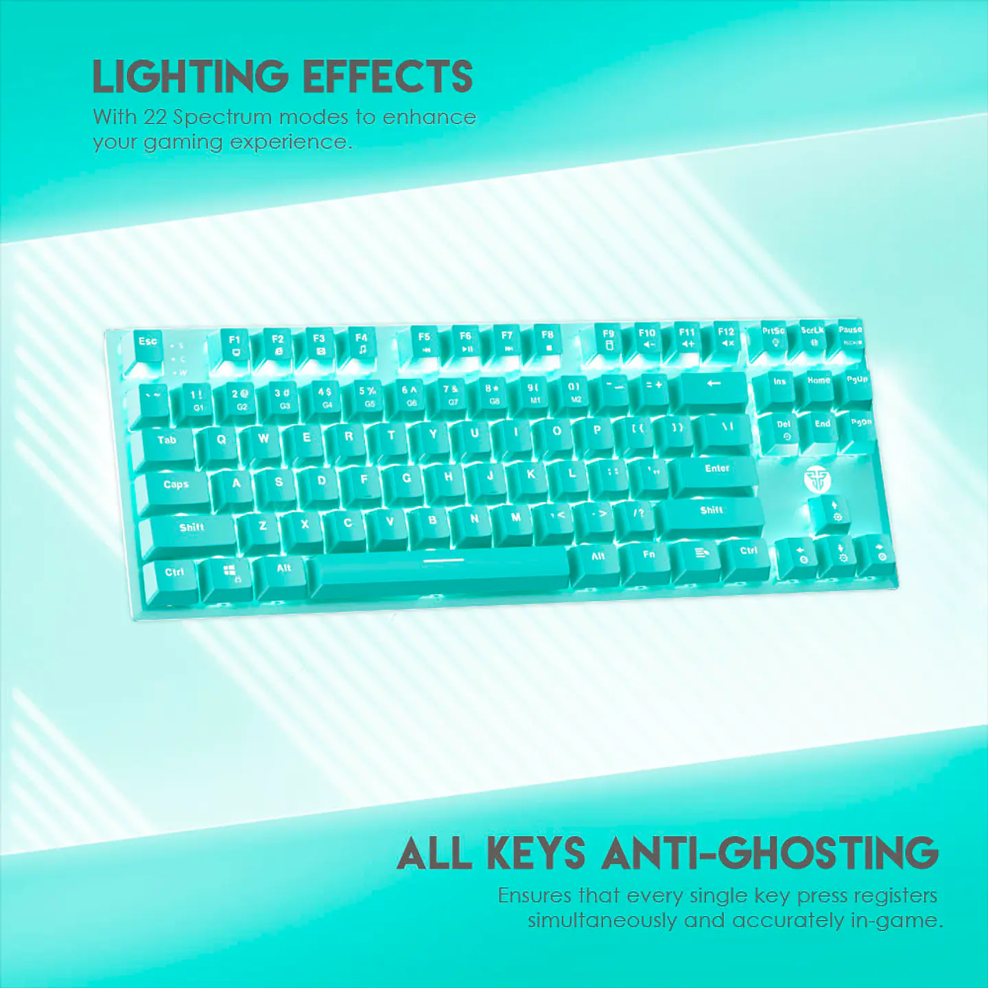 Teclado Mecánico Fantech MAXFIT87 MK856 Mint Ed, Red Switch 6
