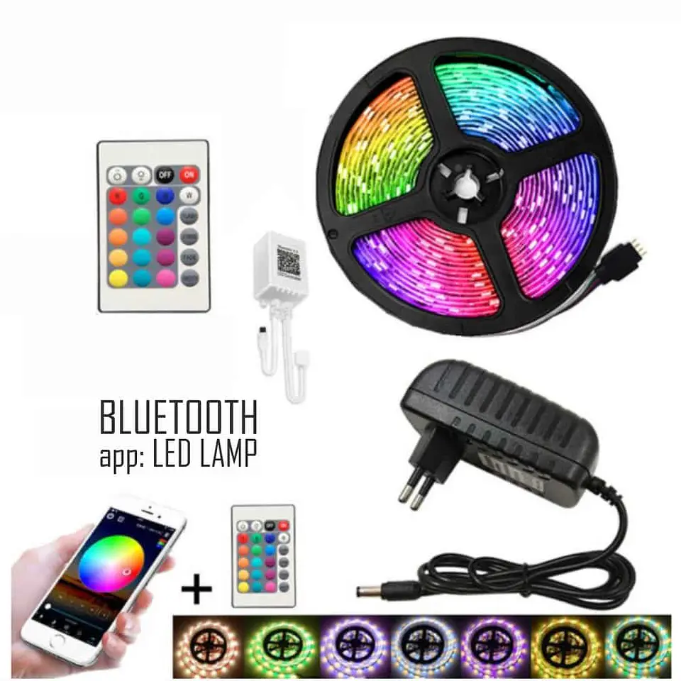 Tira de luz Led RGB bluetooth, 5m multicolor, incluye control 1