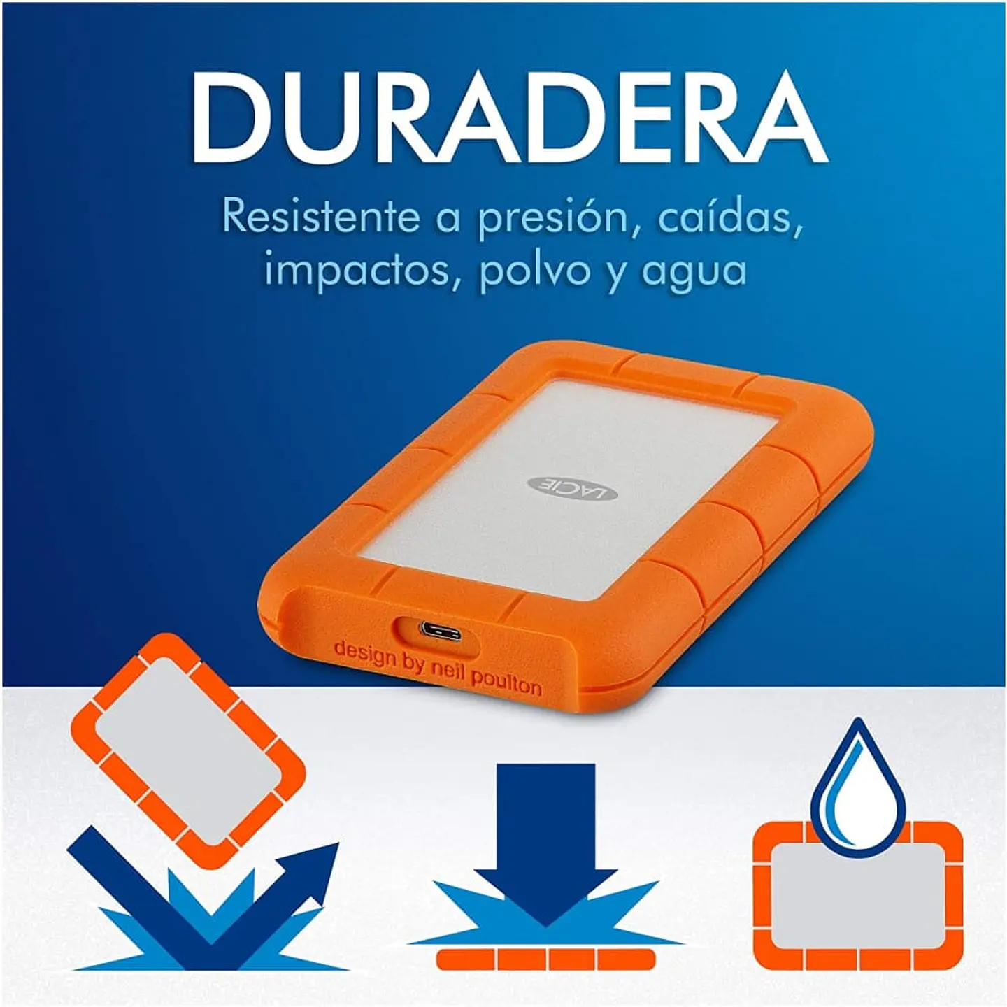 Disco duro externo Lacie Rugged USB-C Thunderbolt - 4TB 5