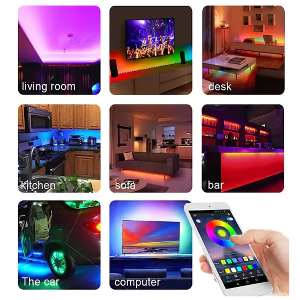 Tira de luz Led RGB bluetooth, 5m multicolor, incluye control 2