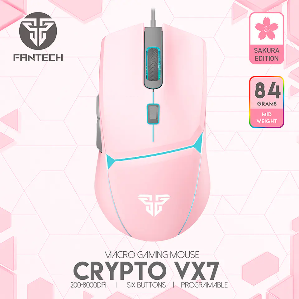 Mouse Gamer Progamable Fantech Crypto VX7 Sakura, 8.000 DPI 7