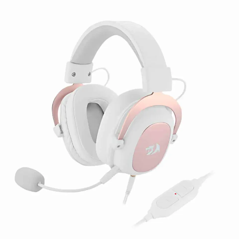 Audífono Redragon gamer Zeus H510W - Blanco/Rosa 1