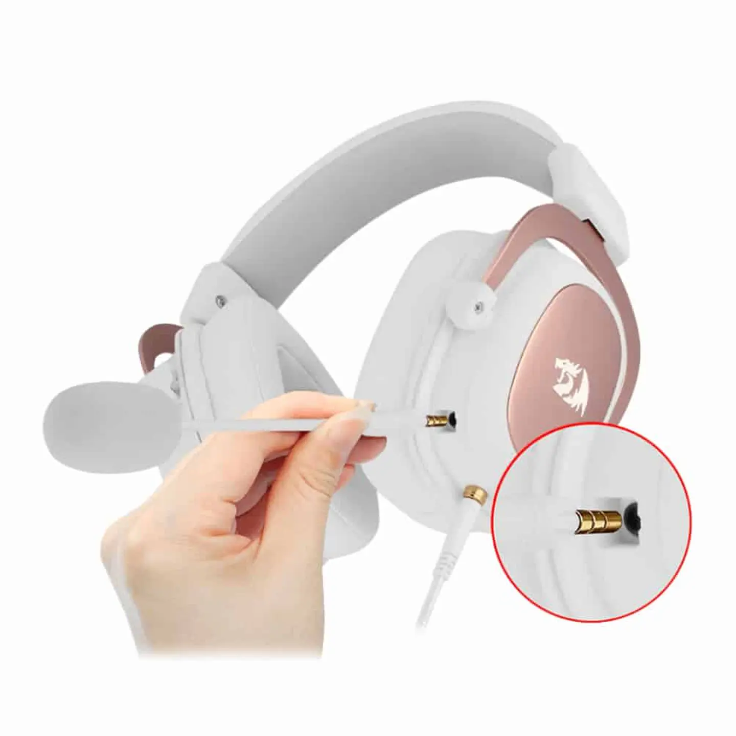 Audífono Redragon gamer Zeus H510W - Blanco/Rosa 3