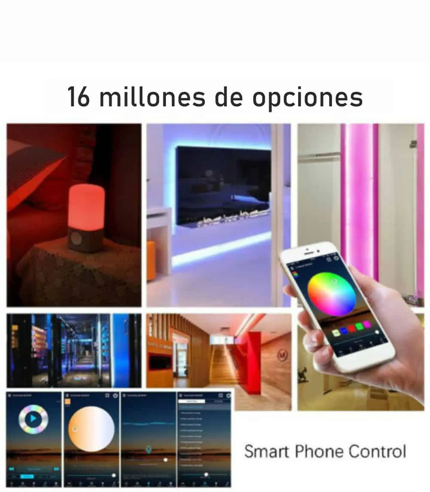 Tira de luz Led RGB bluetooth, 5m multicolor, incluye control 3