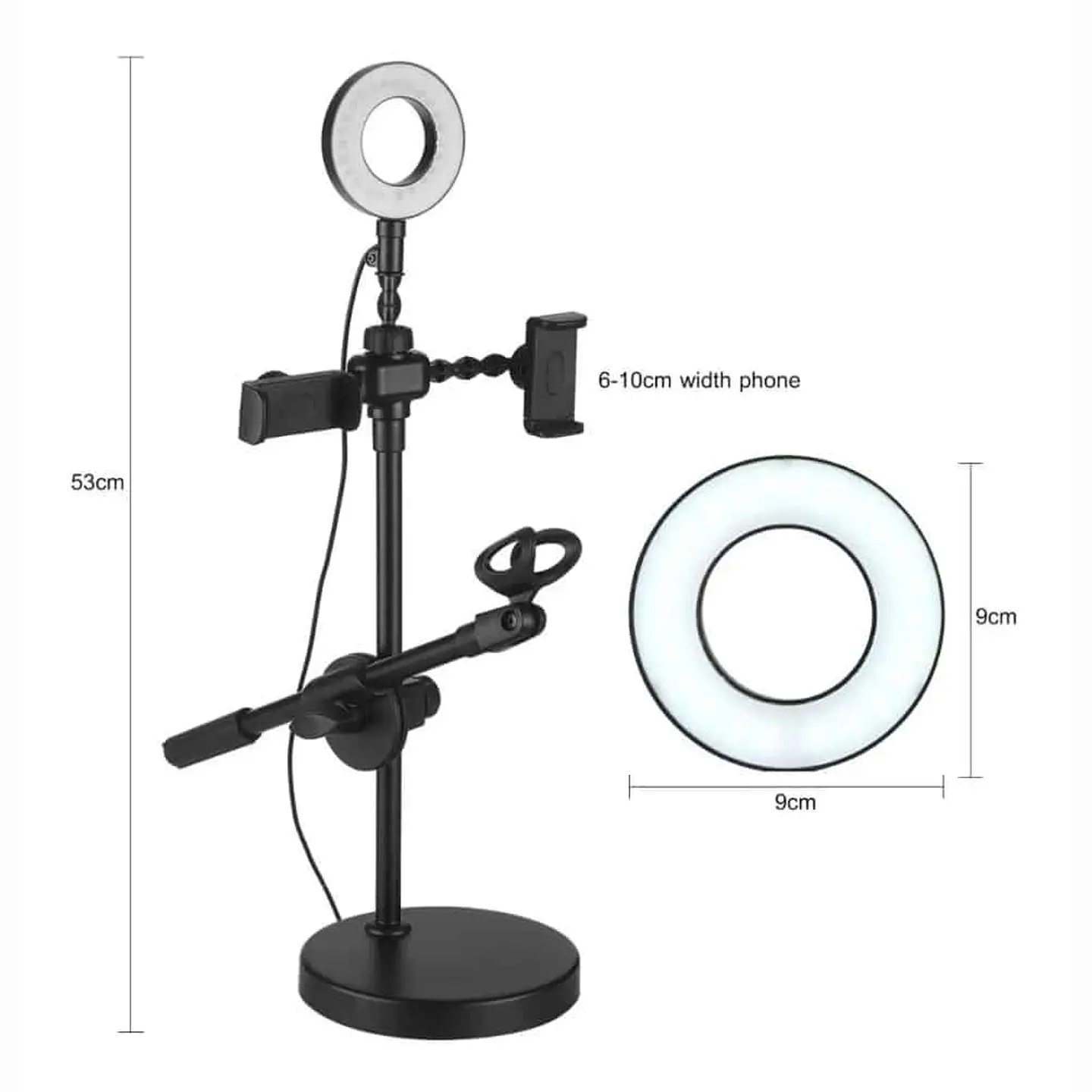Kit Streamer con aro de luz, porta micrófono y smarphones - DBSC056 5