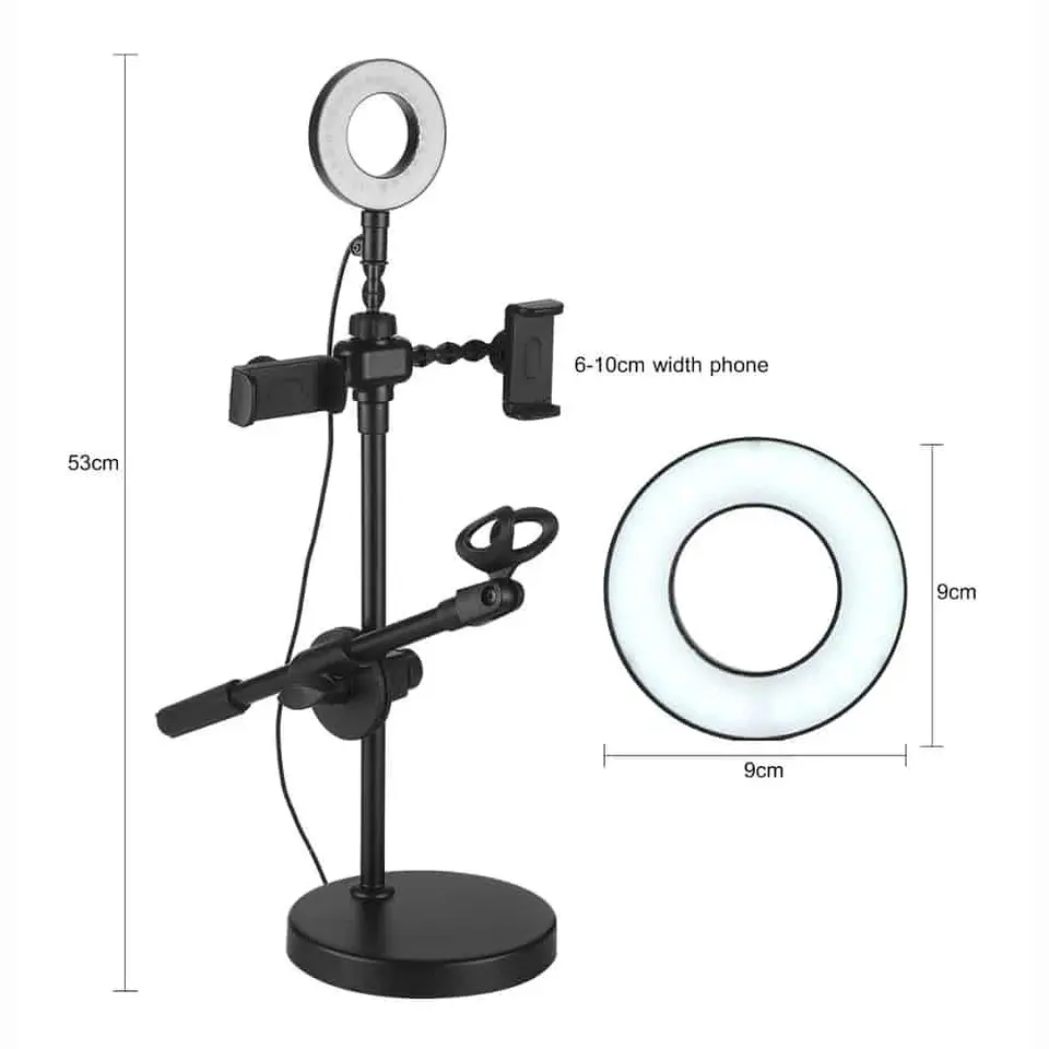 Kit Streamer con aro de luz, porta micrófono y smarphones - DBSC056 5