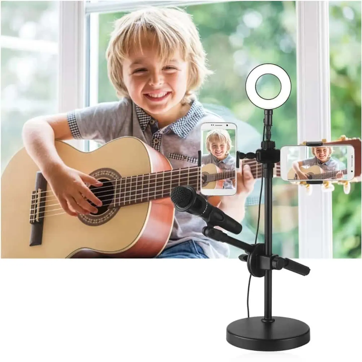 Kit Streamer con aro de luz, porta micrófono y smarphones - DBSC056 6