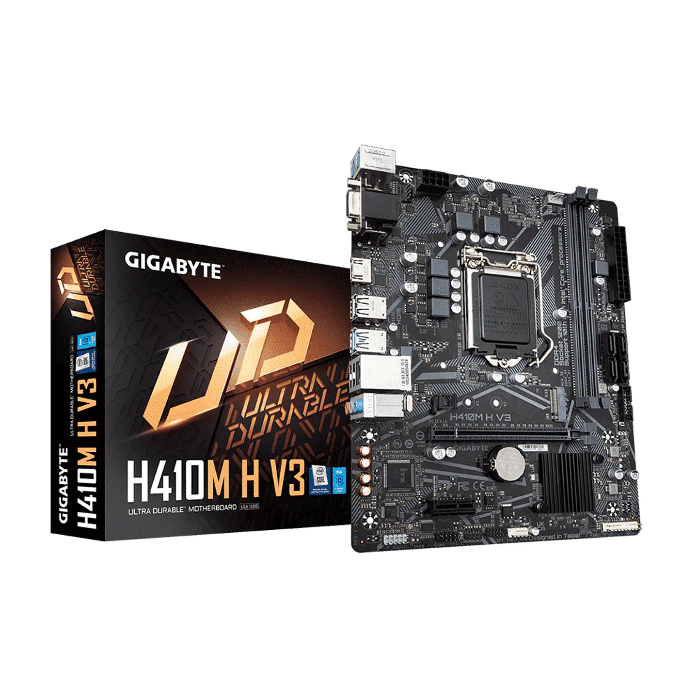 Placa Madre Gigabyte H410M H V3 (LGA1200, DDR4 2133/2933MHz, M.2, MicroATX) - In 1