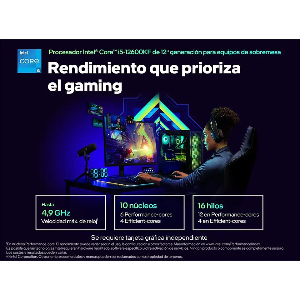 Procesador Intel Core i5-12600KF, LGA1700, up 4.9 GHz, 20MB 3