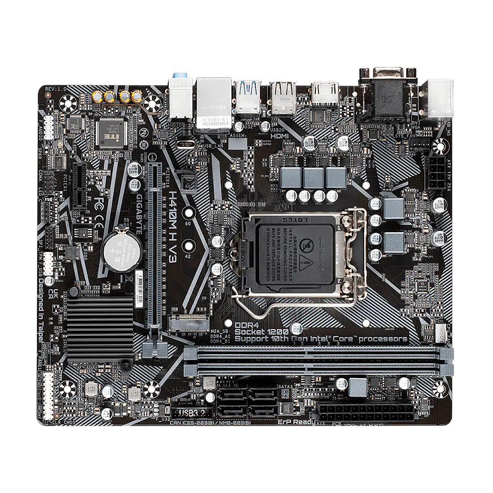 Placa Madre Gigabyte H410M H V3 (LGA1200, DDR4 2133/2933MHz, M.2, MicroATX) - In 2