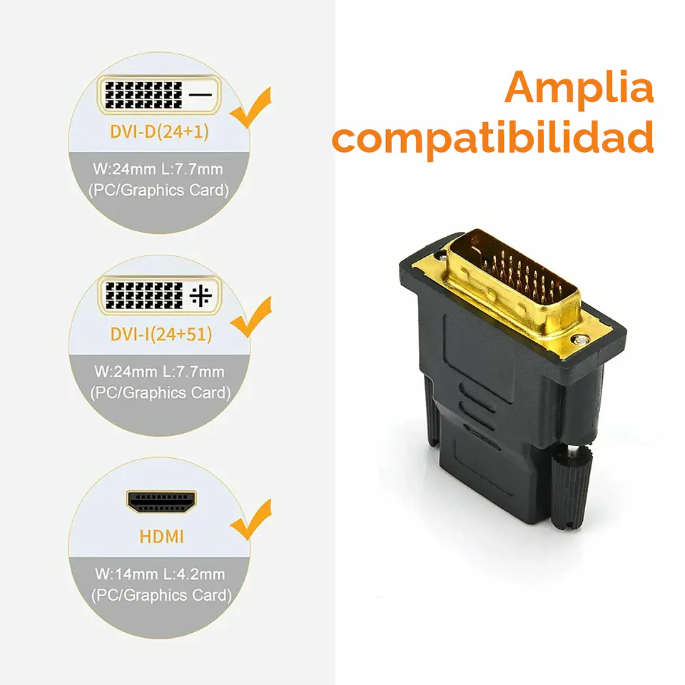 Adaptador Conversor Dvi 24 + 1 Macho A Hdmi Hembra 1080p HD 4