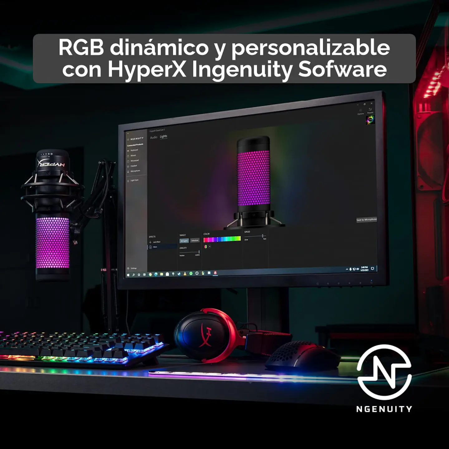 Micrófono Hyperx Quadcast S Condensador Multipatrón Black, Multiplataforma 2