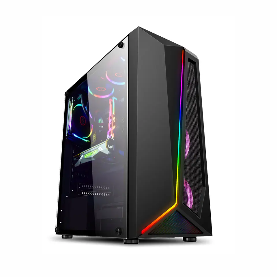 Gabinete Gamer Ruik Atx Vidrio Templado, 4 Cooler Rgb, Usb 3.0 1