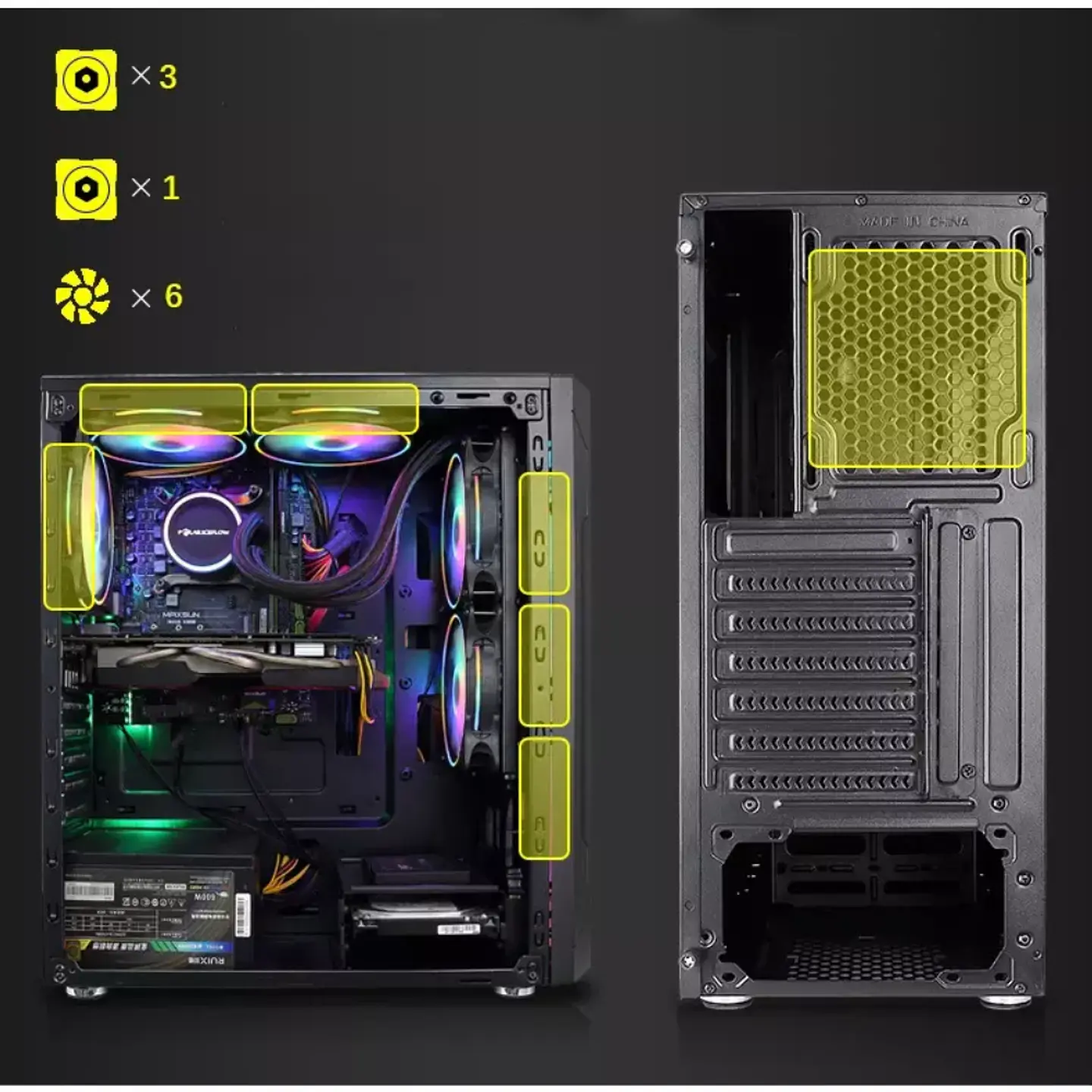 Gabinete Gamer Krisper Pro Vidrio Templado Atx, Micro Atx - 3 ventiladores RGB 8