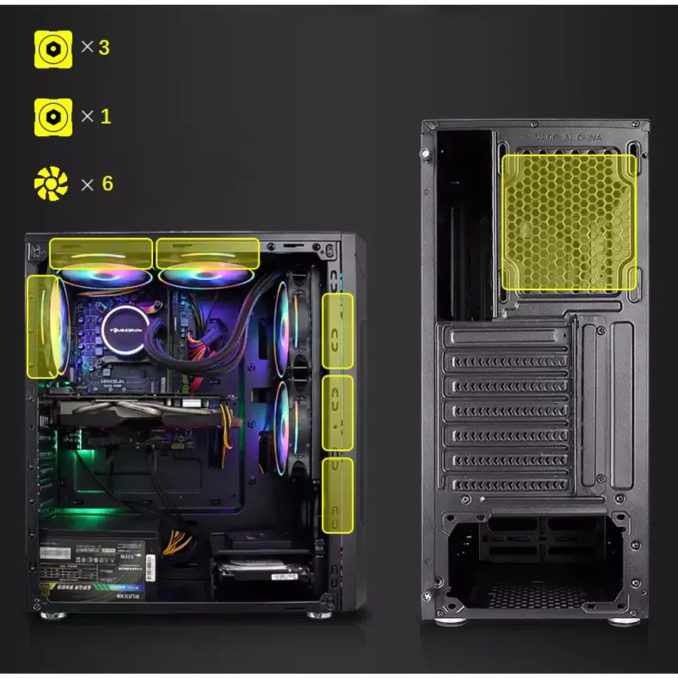 Gabinete Gamer Krisper Pro Vidrio Templado Atx, Micro Atx - 3 ventiladores RGB 8