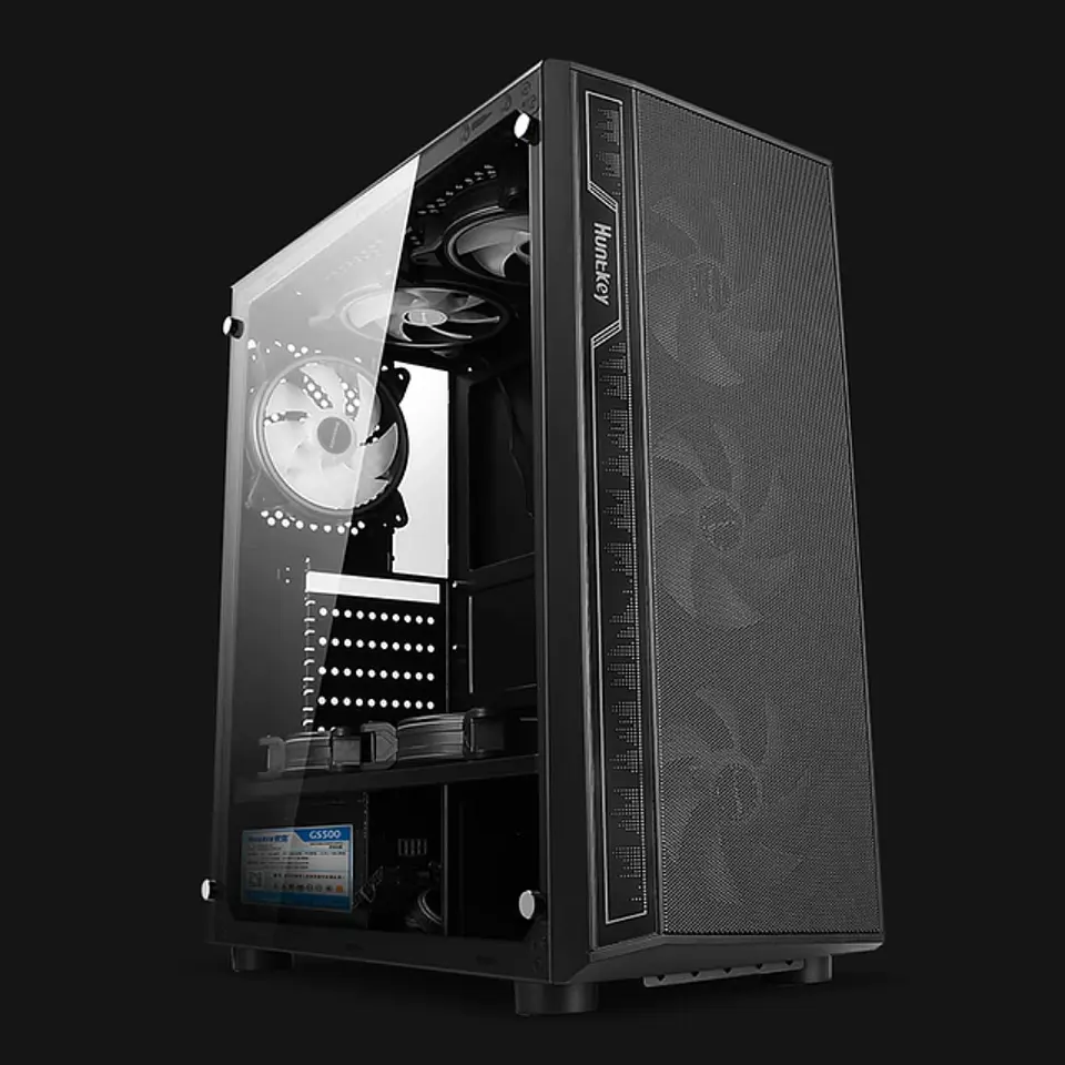 Gabinete Gamer Huntkey GS500R, Atx,Vidrio Templado, 4 Cooler Rgb, Usb 3.0 2
