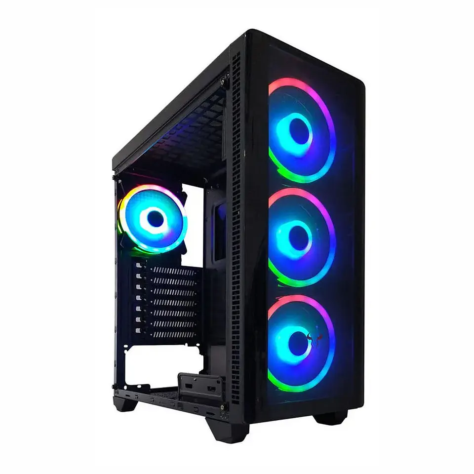 Gabinete Riotoro CR110TGS RGB ATX, Vidrio Templado, Incluye 3 ventiladores 120mm 3