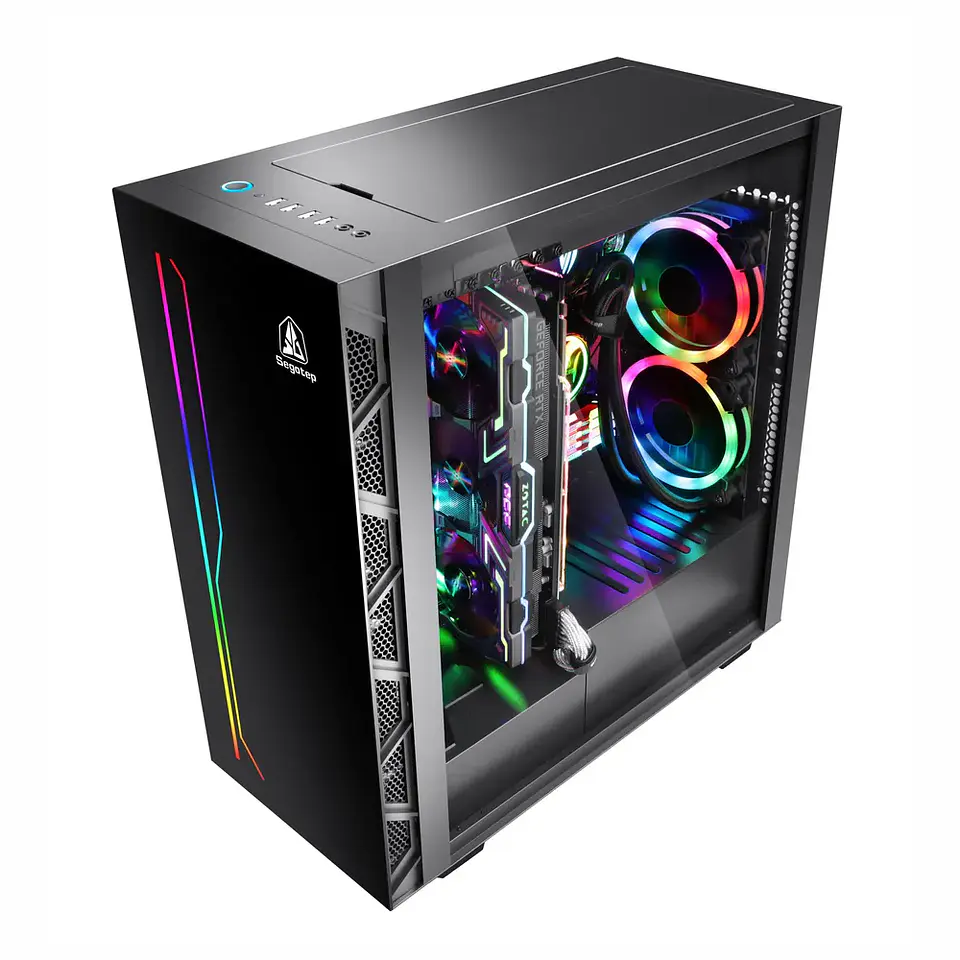 Gabinete Segotep K1 Full Tower Frontal Con Franja Rgb - negro 2