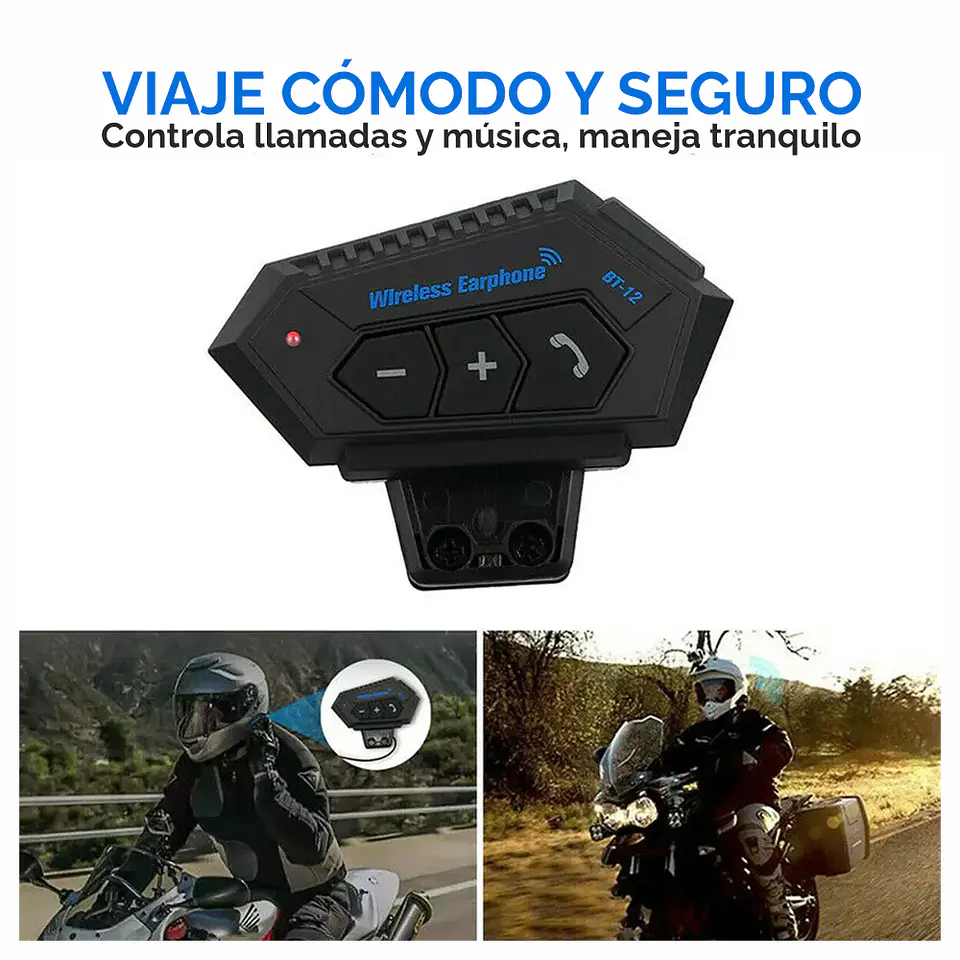Audifonos Bluetooth Intercomunicador para casco de moto, resistentes al agua 3