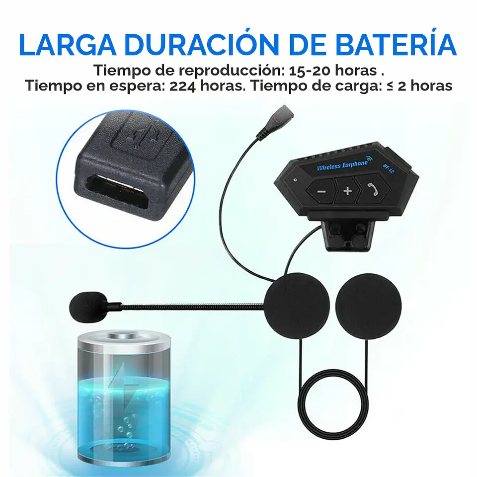 Audifonos Bluetooth Intercomunicador para casco de moto, resistentes al agua 5