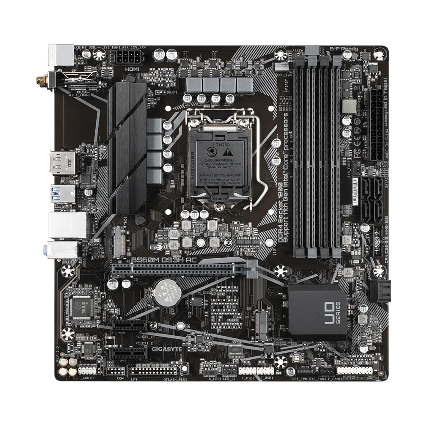 Placa Madre Gigabyte B560M DS3H AC (LGA1200, DDR4 2133/5333 MHz, M.2, Wi-Fi, RGB, ATX) 2