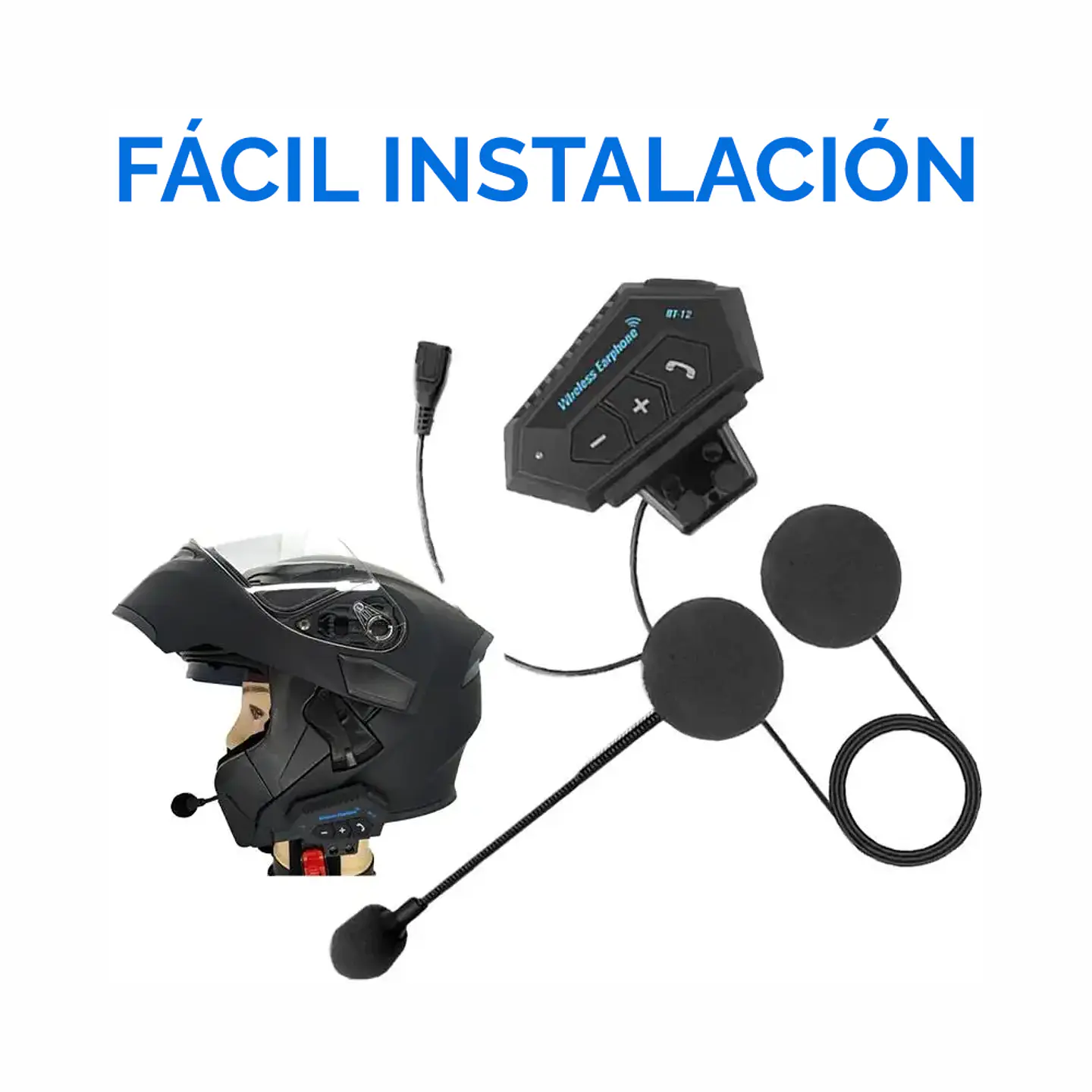 Audifonos Bluetooth Intercomunicador para casco de moto, resistentes al agua 6