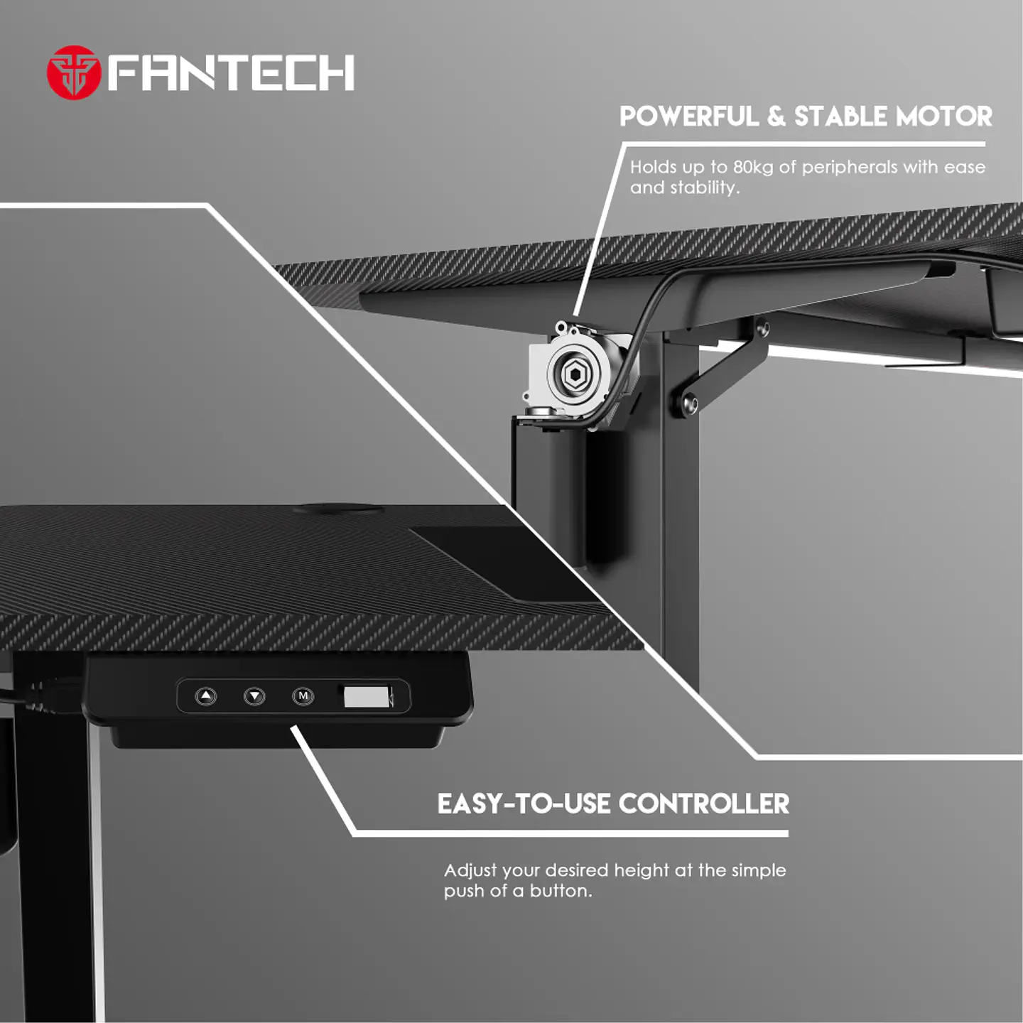 Escritorio Gamer Fantech GD814 con altura regulable Black Edition 6