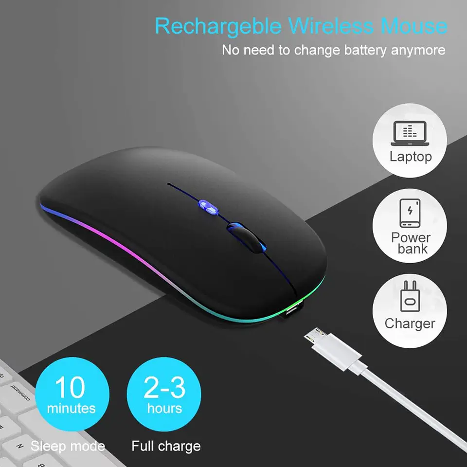 Mouse Inalámbrico Dual Bluetooth Usb Recargable Para Mac Win 5