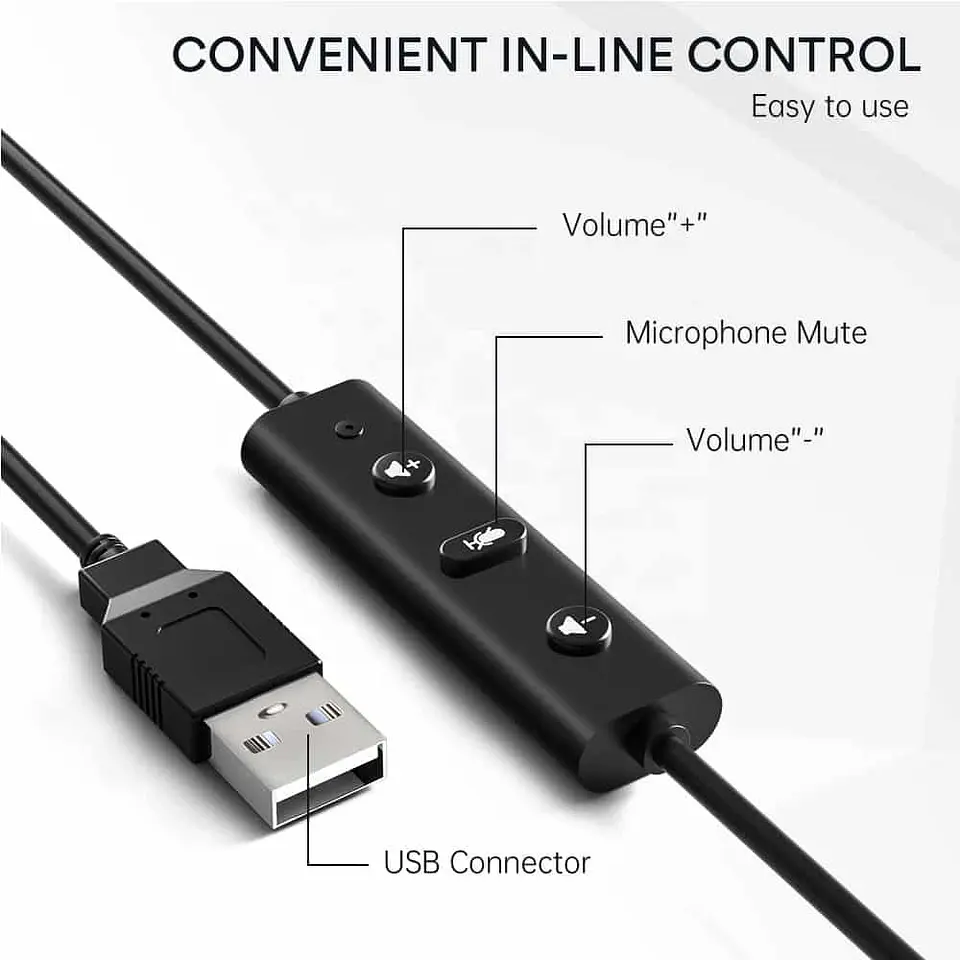Audífono Uhuru HS-391 con micrófono, conexión USB 2